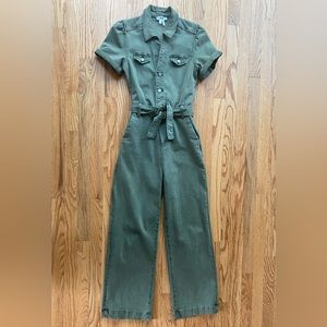 PAIGE Anessa Short Sleeve Jumpsuit, Size 2, Vintage Army Green. Worn Once